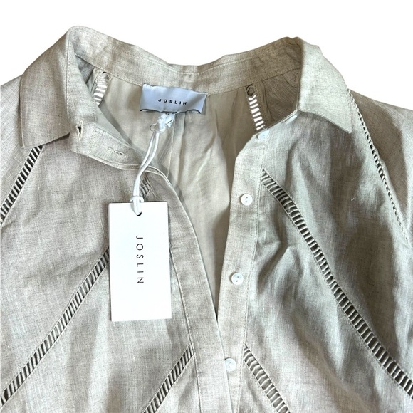 NWT JOSLIN SELENA LINEN MINI SHIRT Dress Size 4 100% Linen - Picture 4 of 12